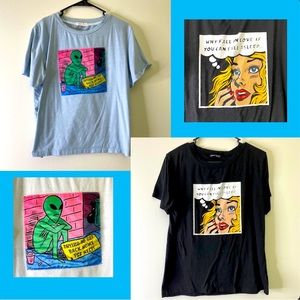 Graphic Shirts Short Sleeve Romwe/Shein Lot of 2 Size L/XL